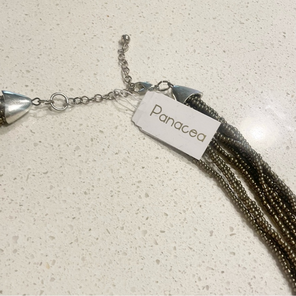 Panacea Boho Beaded Fringe Necklace in Gold and Silver - Picture 5 of 5